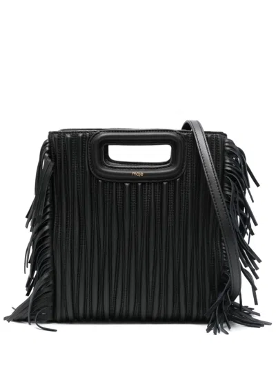 Maje Quilted Leather M Bag In Black