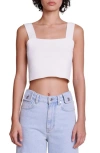 Maje Womens Blanc Square-neck Cropped Knitted Top In Ecru