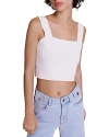 Maje Womens Blanc Square-neck Cropped Knitted Top In Ecru