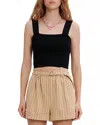 Maje Cropped Square-neck Vest Top In Black