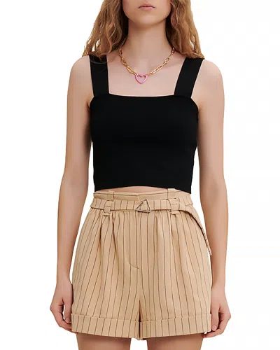 Maje Cropped Square-neck Vest Top In Black