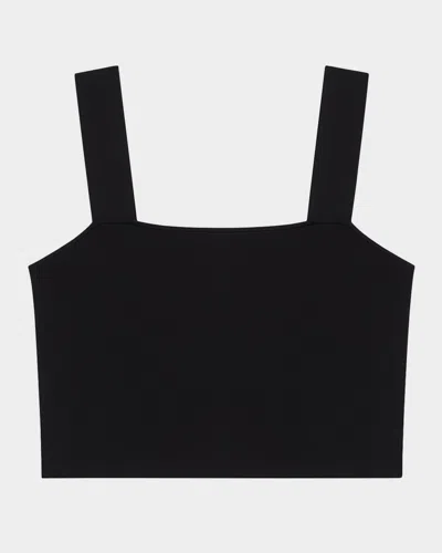 Maje Maclyna Cropped Stretch-jersey Top In Noir / Gris