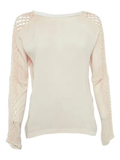 Pre-owned Maje Macrame-sleeve Sweater In Neutrals