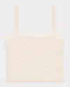 Maje Womens Blanc Tweed-pattern Cropped Knitted Top In Ecru