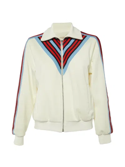 Pre-owned Maje Manela Striped-trim Jacket In White