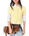 Maje Womens Yellow Rhinestone-embellished Knitted Cotton Cardigan In Yellow