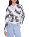 Maje Gestreifter Cardigan In Navy Ecru