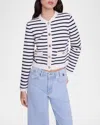 Maje Gestreifter Cardigan In Navy / Ecru
