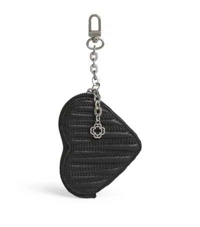 Maje Matelassé Leather Heart Purse In Black