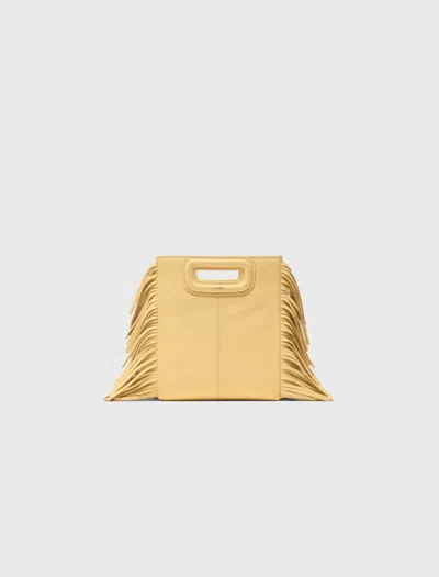 Maje Matte Crackled Leather M Mini Bag In Yellow