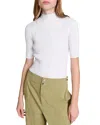 Maje Maude Rib Knit Short Sleeve Sweater In Ecru