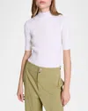 Maje Maude Rib Knit Short Sleeve Sweater In Ecru