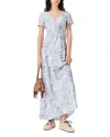 Maje Flowing Patterned Maxi Dress In Blue