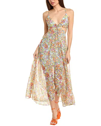 Maje Rawaiene Floral Print Cutout Dress In Multi