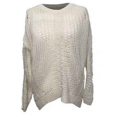 Maje Mazet Crochet Sweater In White Cotton In Neutral