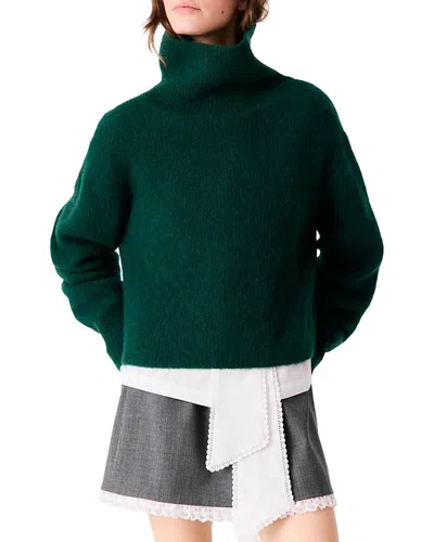 Maje Megevinak Yak Blend Sweater In Bottle Green