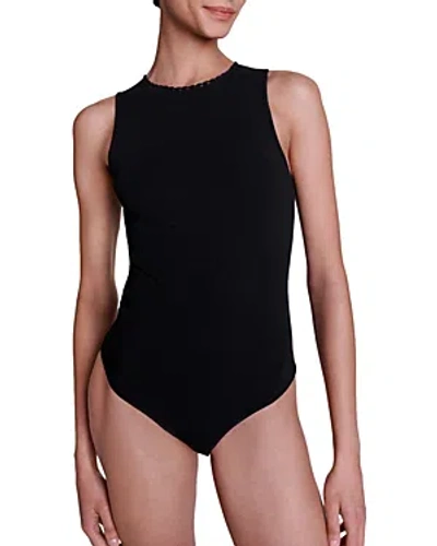 Maje Knit Cutaway Bodysuit For Spring/summer In Black