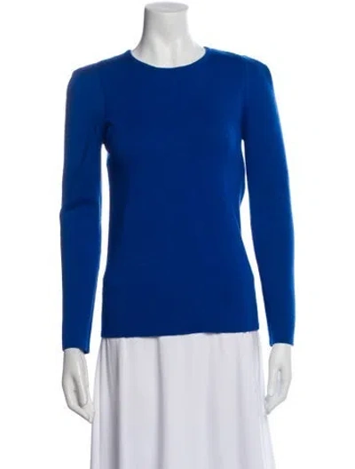 Pre-owned Maje Merino Wool Scoop Neck Sweater In Blue