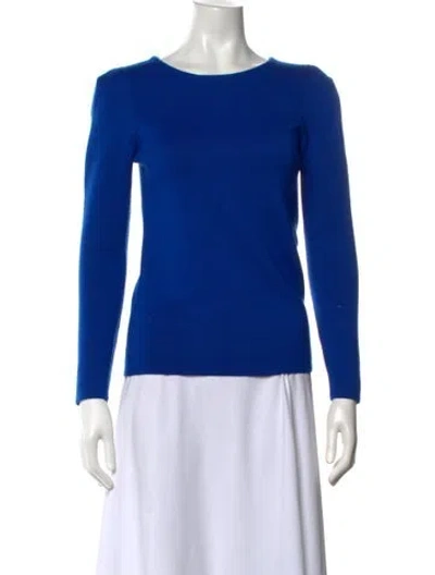 Pre-owned Maje Merino Wool Scoop Neck Top In Blue