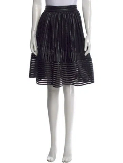 Pre-owned Maje Mesh Accents Midi Length Skirt In Black