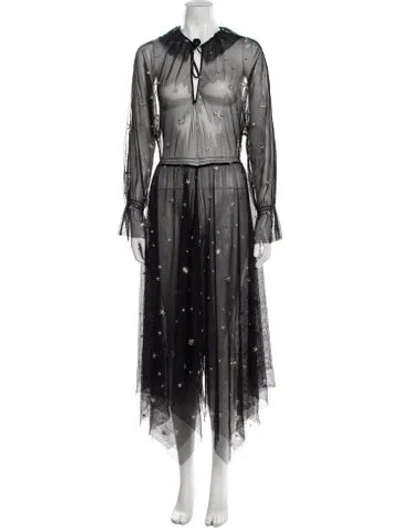 Pre-owned Maje Mesh Long Dress In Multi