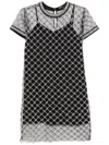Maje Short Embroidered Tulle Dress In Black