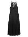 Maje Womens Black V-neck Braided-back Satin Maxi Dress In Black