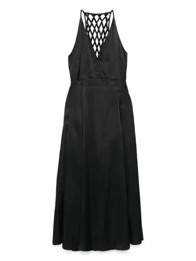 Maje Mesh-panelling Midi Dress In Black
