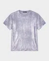 Maje Metallic Crewneck T-shirt In Silver