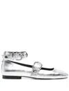 Maje Metallic Leather Mary Janes In Silber