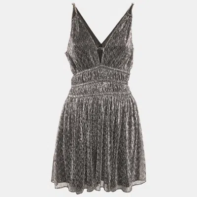 Pre-owned Maje Metallic Lamé Gathered Mini Dress S