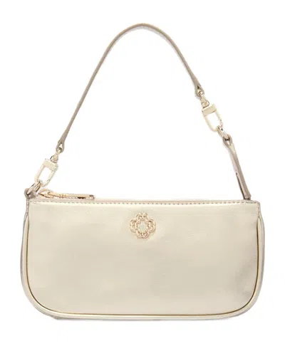 Maje Metallic Leather Clutch In Gold