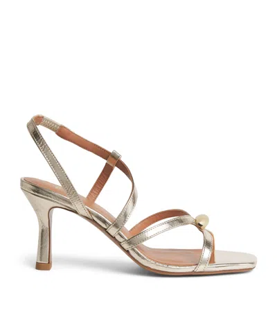 Maje Metallic Leather Heeled Sandals 70 In Blue
