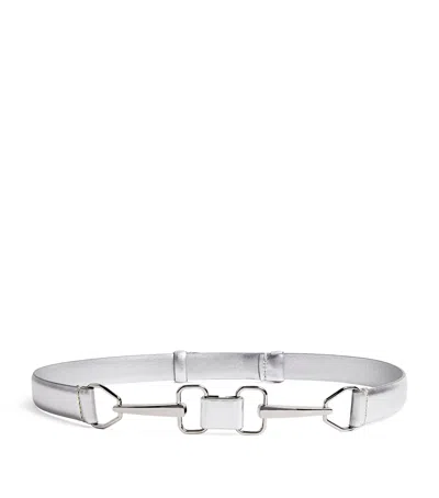 Maje Metallic Leather Horsebit Belt In Black