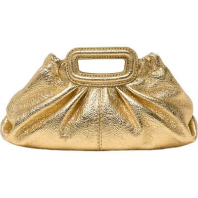 Maje Metallic Leather Milpli Mini Clutch In Gold