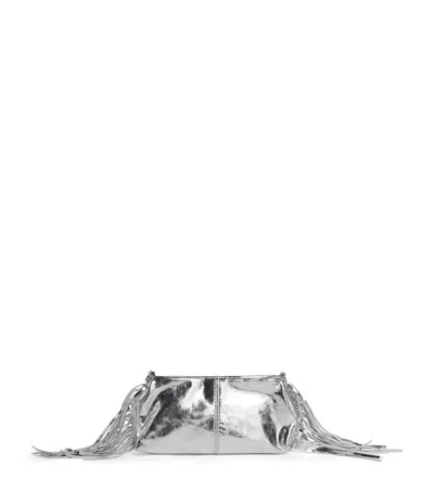 Maje Metallic Leather Miss M Clutch Bag In Purple