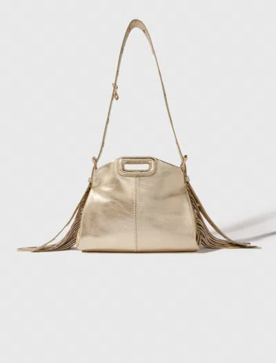 Maje Metallic Leather Miss M Mini Bag In Gold
