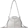 Maje Metallic Leather Miss M Mini Bag In Silver