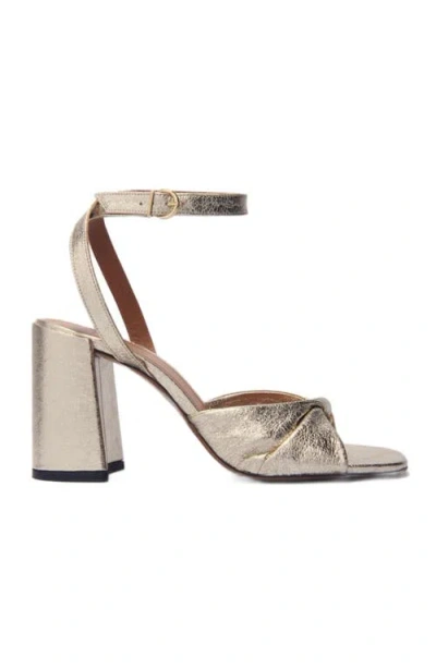 MAJE MAJE METALLIC LEATHER SANDALS WITH HEELS