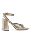 Maje Metallic Leather Sandals With Heels In Gold