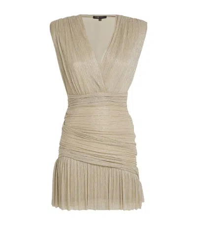 Maje Ruched Lurex Minidress In Gold