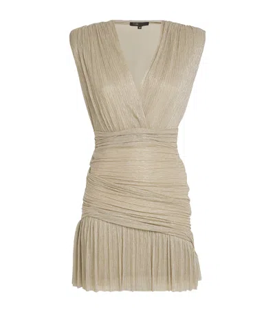 Maje Metallic Mini Dress In Gold