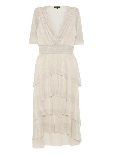 Maje Metallic Ruffled Midi Dress
