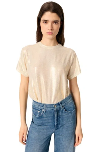 Maje Metallic T-shirt In Gold