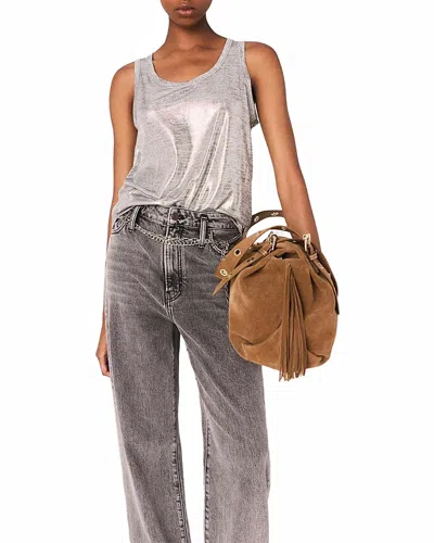 Maje Metallic Tank Top In White