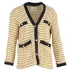 Maje Metallic Tweed Jacket In Yellow Cotton In Yellow