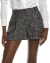Maje Metallic Tweed Short In Gray