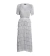 Maje Metallic V-neck Midi Dress In Gray