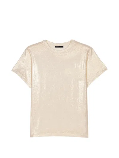 Maje Metallic-finish T-shirt In Neutral