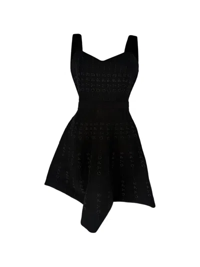 Pre-owned Maje Metallic-print Stretch-knit Dress In Black